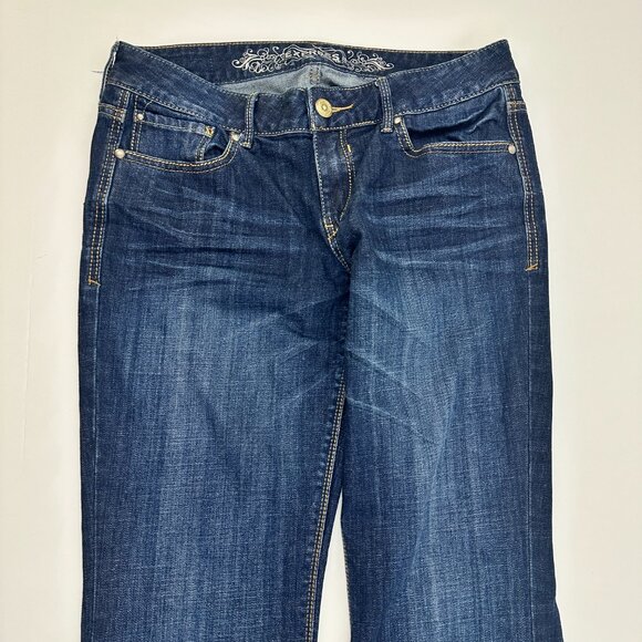 Express Boot Stella Regular Fit Low Rise Women's size 6 Dark Blue Denim Jeans - Picture 2 of 5